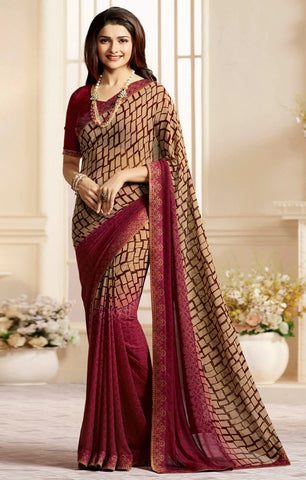 Gorgeous Pink Colored Casual Printed Georgette Saree