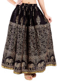 Black Ethnic Rajasthani Print Maxi Skirt - Designer mart