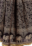 Black Ethnic Rajasthani Print Maxi Skirt - Designer mart