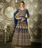 Blue Bangalori Silk Semi Stitch Suit - Designer mart