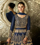 Blue Bangalori Silk Semi Stitch Suit - Designer mart