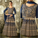 Blue Bangalori Silk Semi Stitch Suit - Designer mart