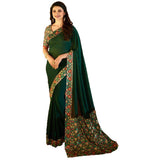 Dazzling Dark Green Colored Designer Georgette Saree - Designer mart