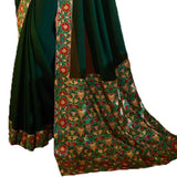 Dazzling Dark Green Colored Designer Georgette Saree - Designer mart