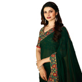 Dazzling Dark Green Colored Designer Georgette Saree - Designer mart