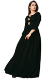 Designer Mart Black Rayon Maxi Gown Dress - Designer mart