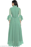 Designer Mart Green Rayon Maxi Gown Dress - Designer mart