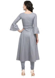Designer Mart Grey Ruby Cotton Gown Kurti - Designer mart