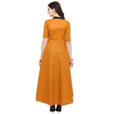 Designer Mart Mustard Ruby Cotton Gown Dress - Designer mart