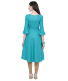 Designer Mart Sky Blue Ruby Cotton Gown Kurti - Designer mart