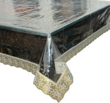 Designer mart transparent 1 piece dining table cover with Golden lace. - Designer mart