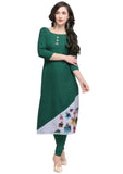 Designer Mart Women Green Crepe Straight Kurti - Designer mart