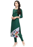 Designer Mart Women Green Crepe Straight Kurti - Designer mart