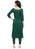 Designer Mart Women Green Crepe Straight Kurti - Designer mart