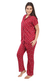 Designer Mart Women's Cotton Geomatrical Printed Night Suit Set of Shirt & Pyjama - Designer mart