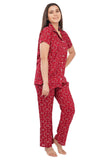 Designer Mart Women's Cotton Geomatrical Printed Night Suit Set of Shirt & Pyjama - Designer mart