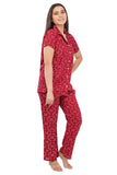 Designer Mart Women's Cotton Geomatrical Printed Night Suit Set of Shirt & Pyjama - Designer mart