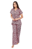 Designer Mart Women's Cotton Heart Printed Night Suit Set of Shirt & Pyjama - Designer mart