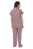 Designer Mart Women's Cotton Heart Printed Night Suit Set of Shirt & Pyjama - Designer mart