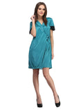 Designer mart Women's Poly Satin Solid Robe (Teal , Free Size) - Designer mart