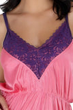 Designer mart Women's Satin Solid Nighty (Pink, Free Size) - Designer mart
