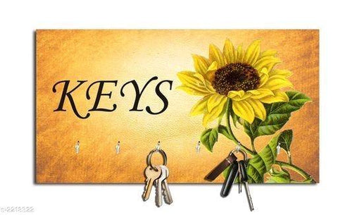 Floral Keys Home Wooden Key Holder (23.4cm X 12.8cm X 3cm) - Designer mart