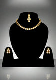 Gold Plated Kundan Necklace Set - Designer mart