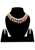 Gold Plated Pink Kundan Necklace Set - Designer mart