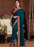 Green Rangoli Silk Saree With Blouse Piece - Designer mart