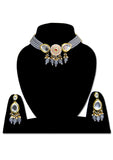 Grey Golden Meenakari Beads Necklace set - Designer mart