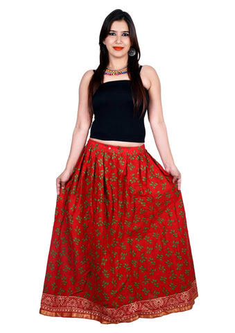 Maroon Ethnic Print Maxi Skirt - Designer mart
