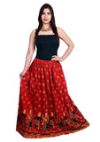 Maroon Ethnic Print Maxi Skirt - Designer mart