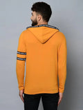 Men's Yellow Cotton Self Pattern Hooded Tees - Designer mart