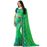 Mesmeric Green Colored Casual wear Printed Georgette Saree - Designer mart