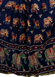 Navy Blue Ethnic Print Maxi Skirt - Designer mart