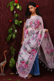 Pink Digital Floral Printed Linen Women Dupatta - Designer mart