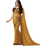 Pleasant Yellow Colored Casual Wear Printed Georgette Saree - Designer mart