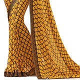 Pleasant Yellow Colored Casual Wear Printed Georgette Saree - Designer mart