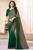 Prominent Green Printed Georgette Saree - Designer mart