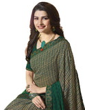 Prominent Green Printed Georgette Saree - Designer mart