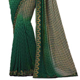 Prominent Green Printed Georgette Saree - Designer mart