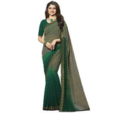 Prominent Green Printed Georgette Saree - Designer mart