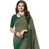 Prominent Green Printed Georgette Saree - Designer mart