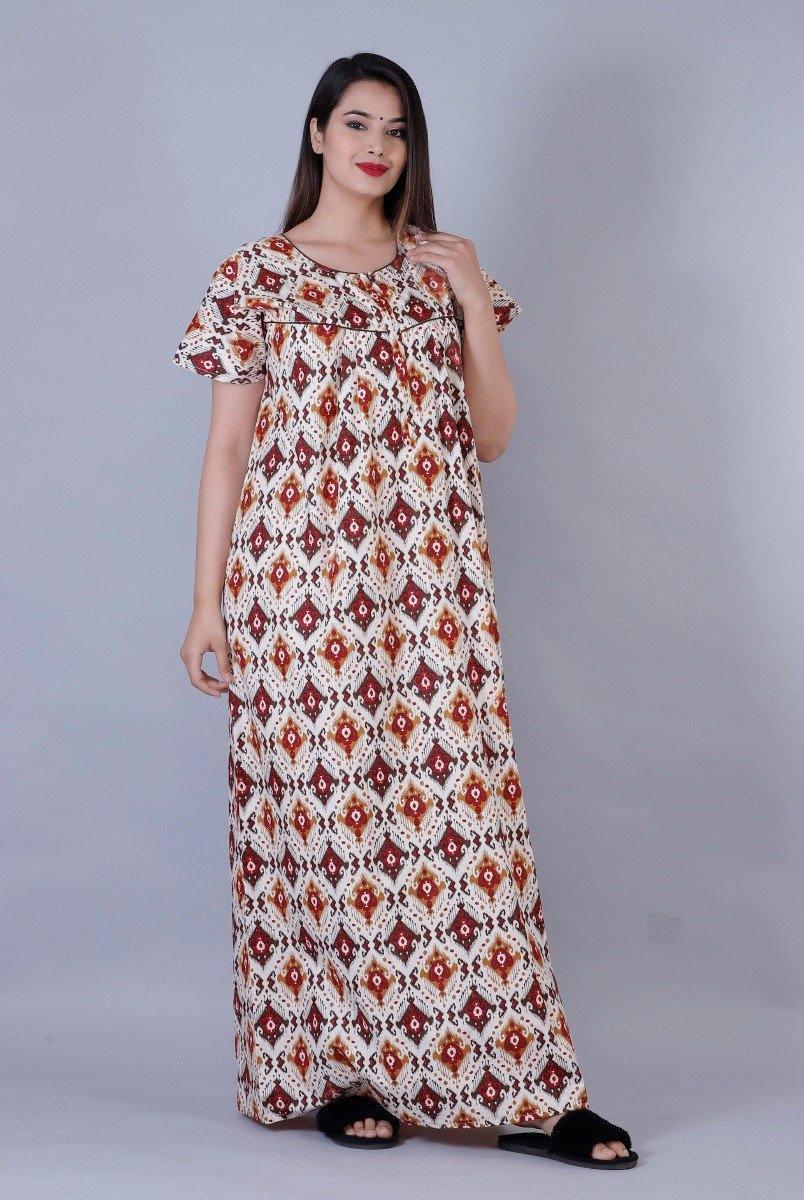 Women's Premium Cotton Block Printed Night Gown – Designer mart