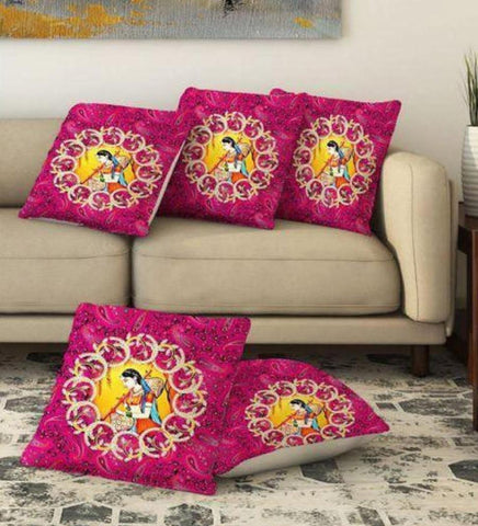 3D Digital Printed Cushions Cover (Pack of 5, 40 * 40 cm, Multicolor) - Designer mart
