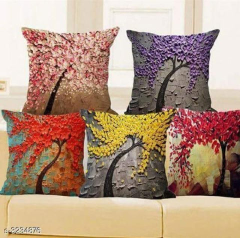 3D Printed Cushions Cover (Pack of 5, 40 * 40 cm, Multicolor) - Designer mart
