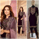 Innovative Purple Colored Semi Stitched Georgette Suit