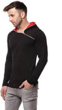 Black Cotton Hood Chain Full Sleeves T-Shirt - Designer mart