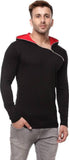 Black Cotton Hood Chain Full Sleeves T-Shirt - Designer mart