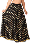 Black Ethnic Golden Print Maxi Skirt - Designer mart